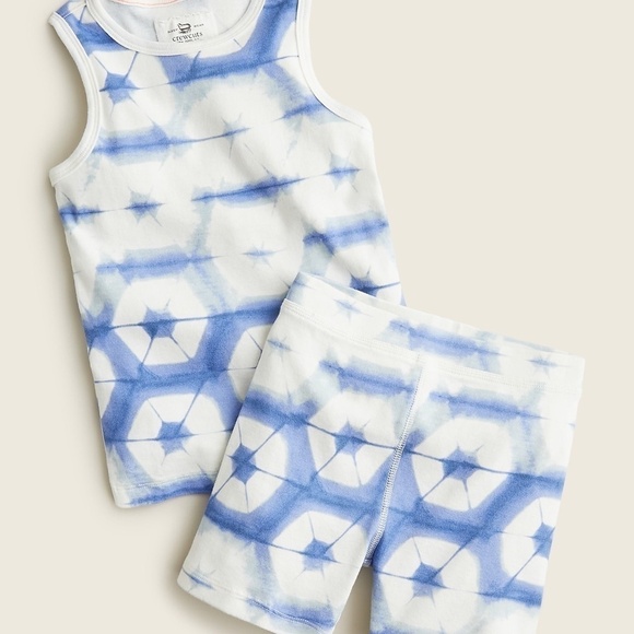 J.Crew Crewcuts Kids Blue Fountain Mist tank top pajama sleep set Size 2 NWT - Picture 1 of 4